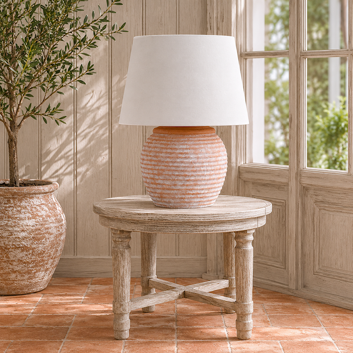 TERRACOTTA RIBBED LAMP SMALL 38x38x48cm